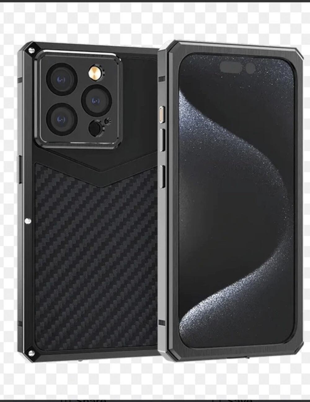 Hualimei Metal Carbon Fiber Phone Case I Phone 15 Pro Max Black